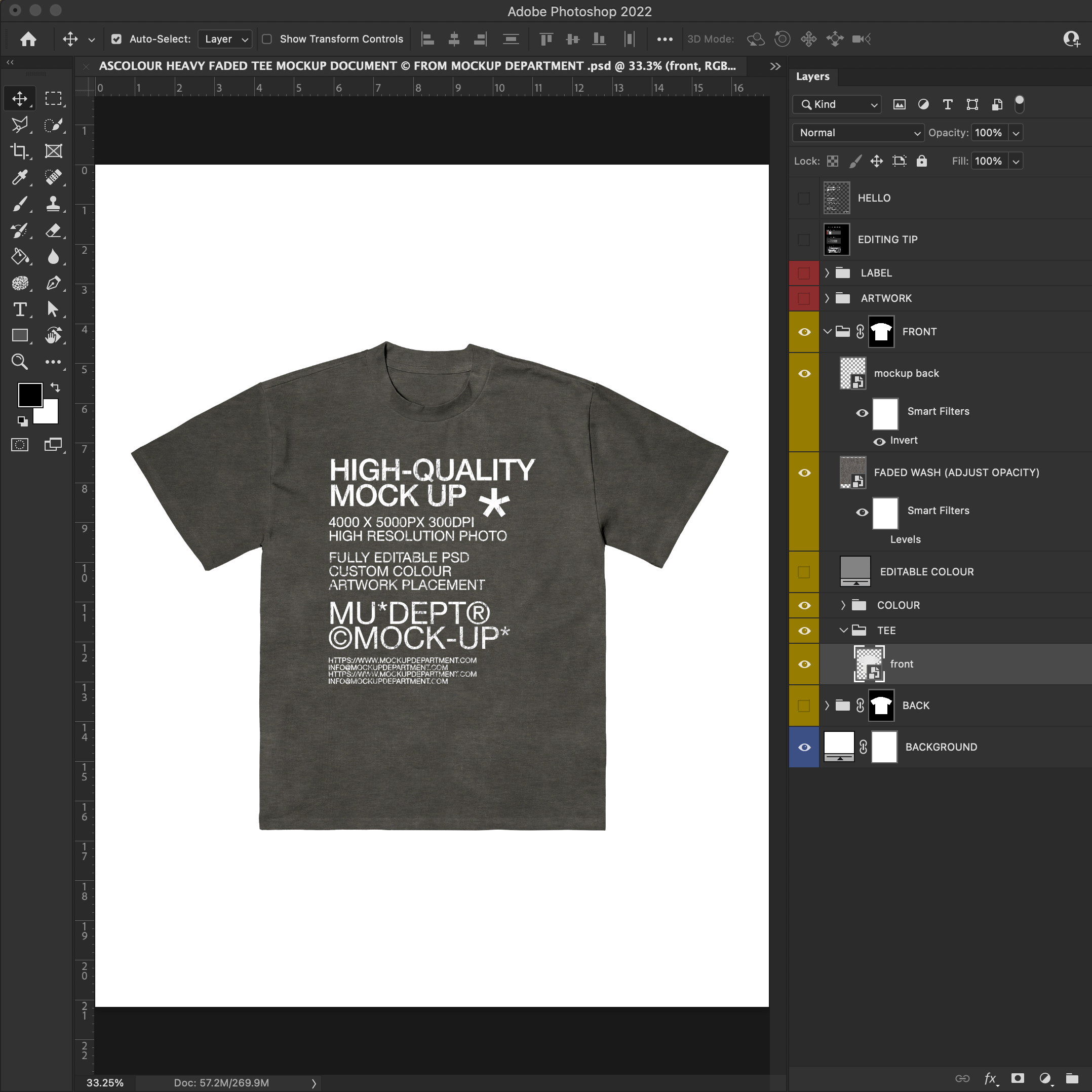 AS Colour Heavy Faded Tee | 5082 Mock Up - Pro Pack