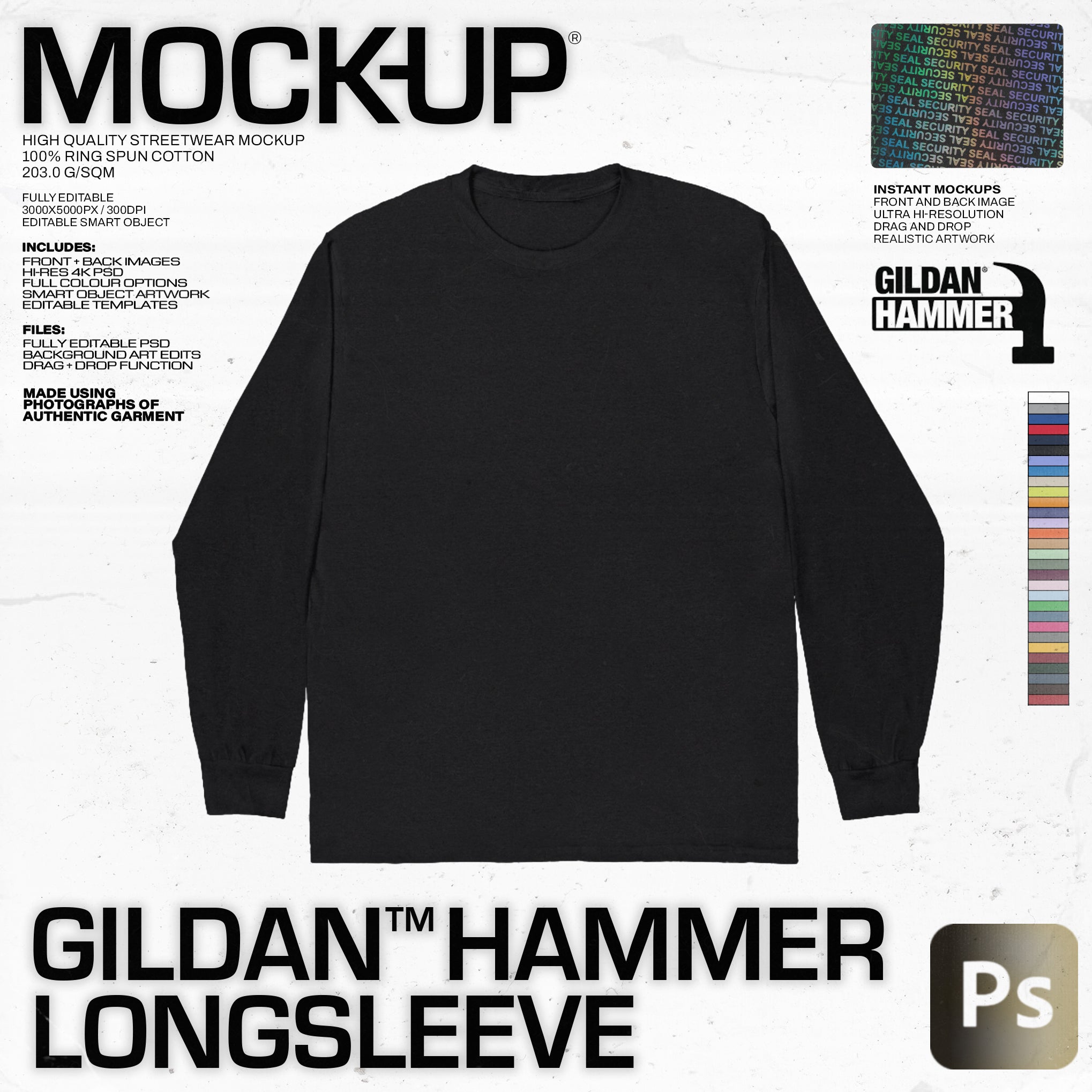 Gildan Hammer® Long Sleeve T-Shirt Mock-up