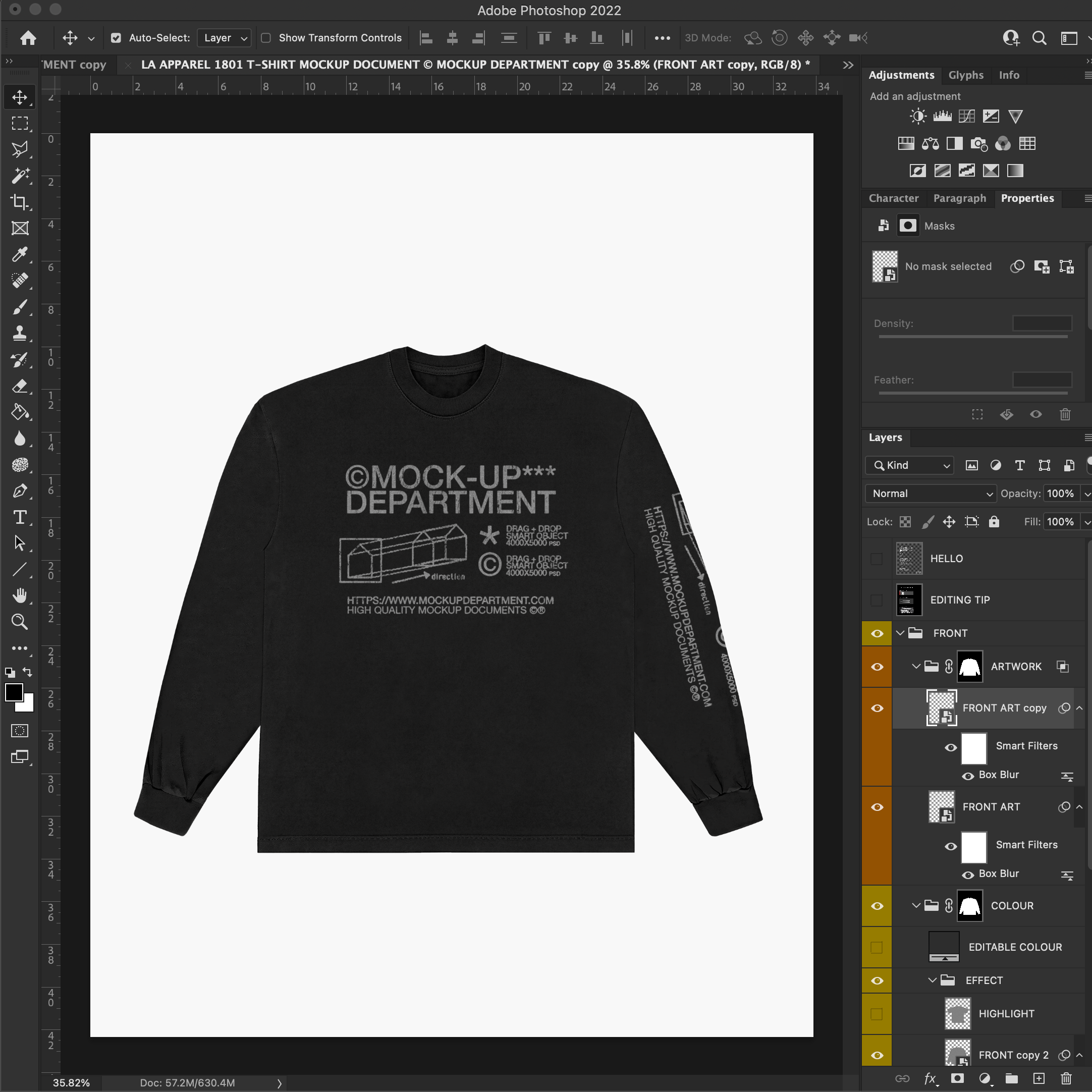 LA Apparel 1807 Long Sleeve T-Shirt Mock-up - Pro Pack