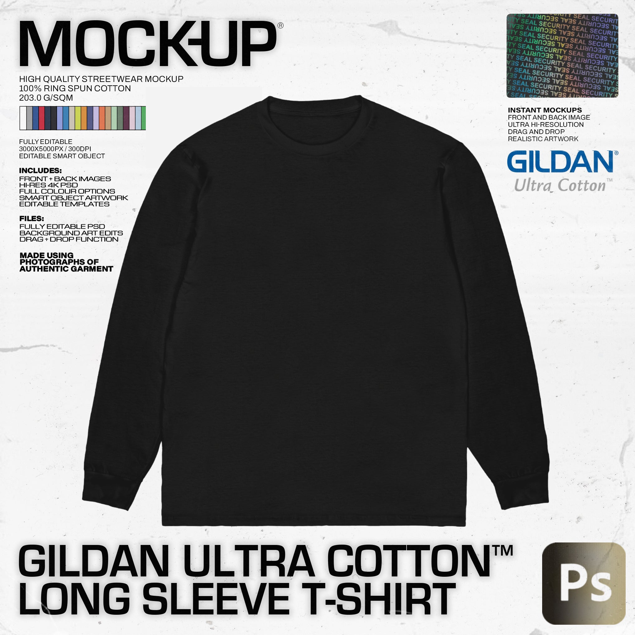 Gildan Ultra Cotton™ Long Sleeve T-Shirt Mock-up - Pro Pack