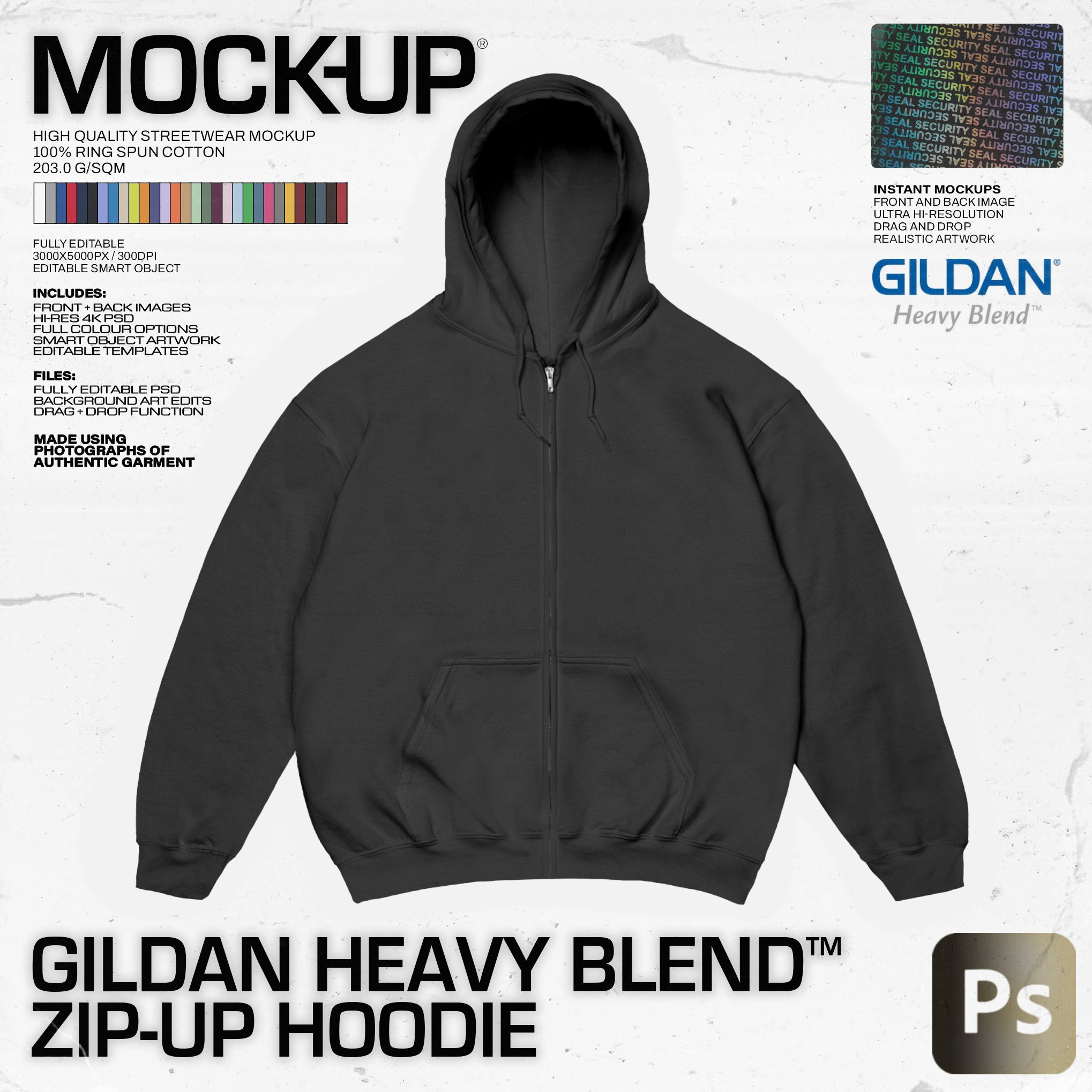 Gildan Heavy Blend™ Zip Hoodie Mock-up - Pro Pack